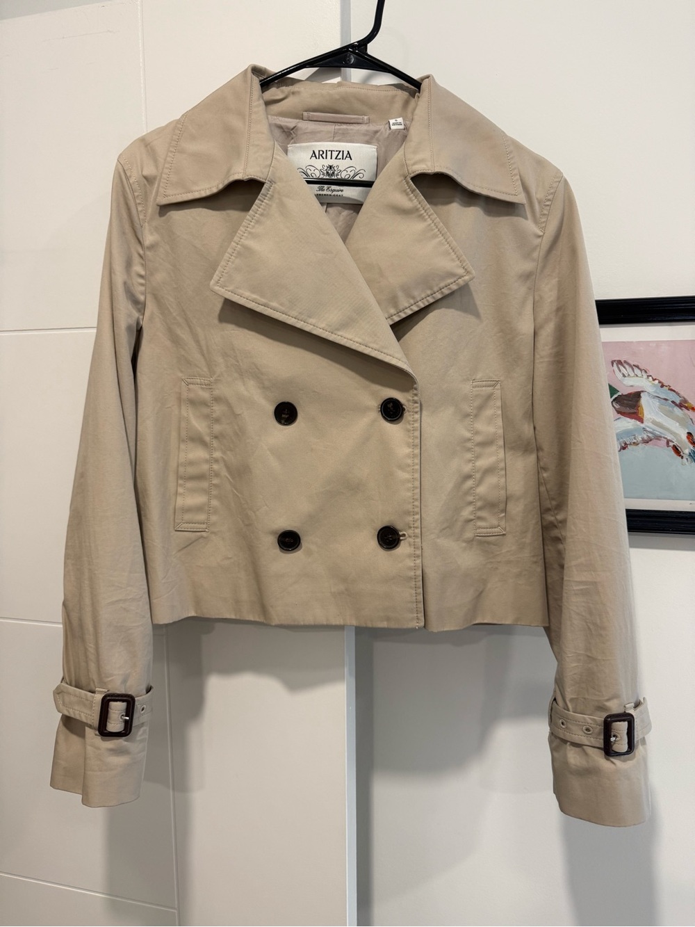 Aritzia Tan Cropped Trench Coat